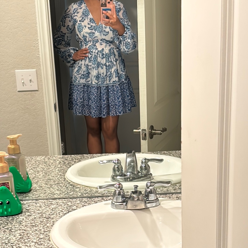 Blue and White Floral Dress